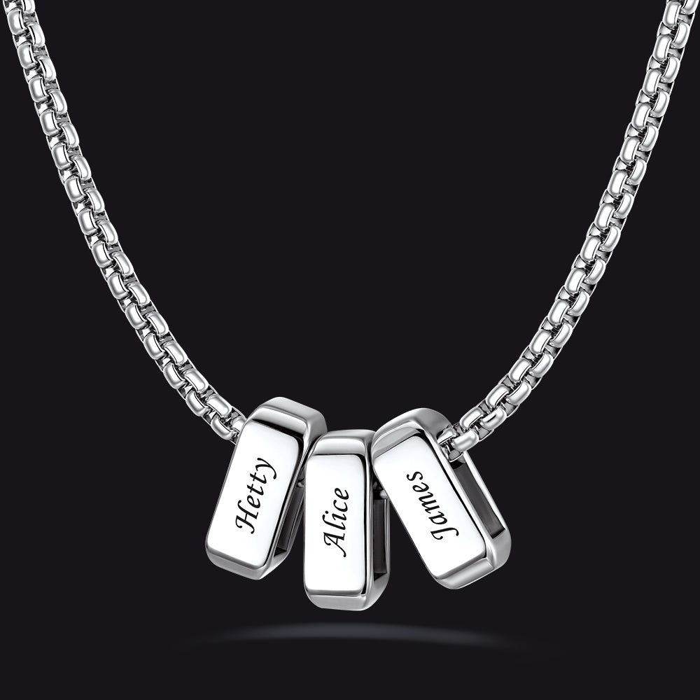 Customized Multi Name Necklace with Box Chain/ Wheat Chain for Men