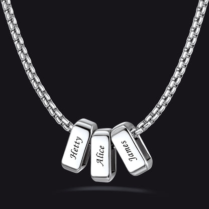 Customized Multi Name Necklace with Box Chain/ Wheat Chain for Men