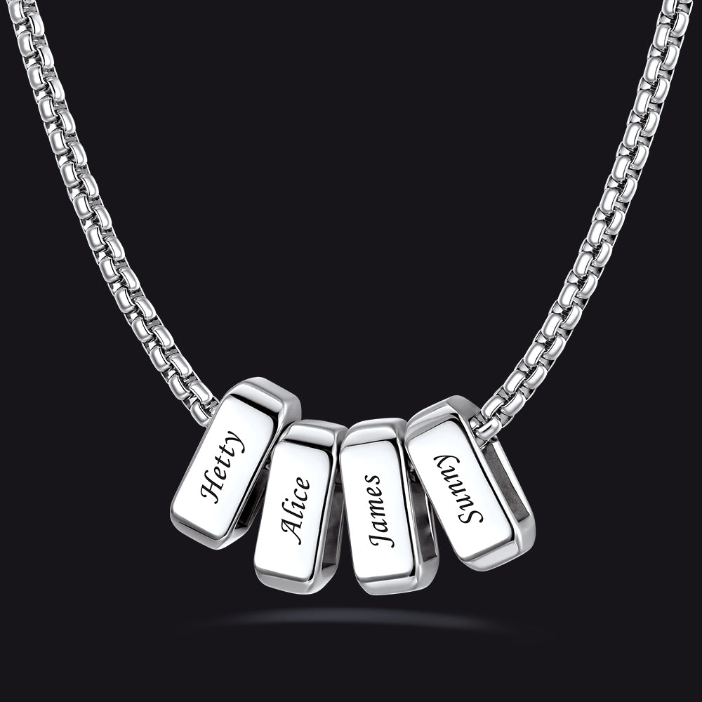Customized Multi Name Necklace with Box Chain/ Wheat Chain for Men