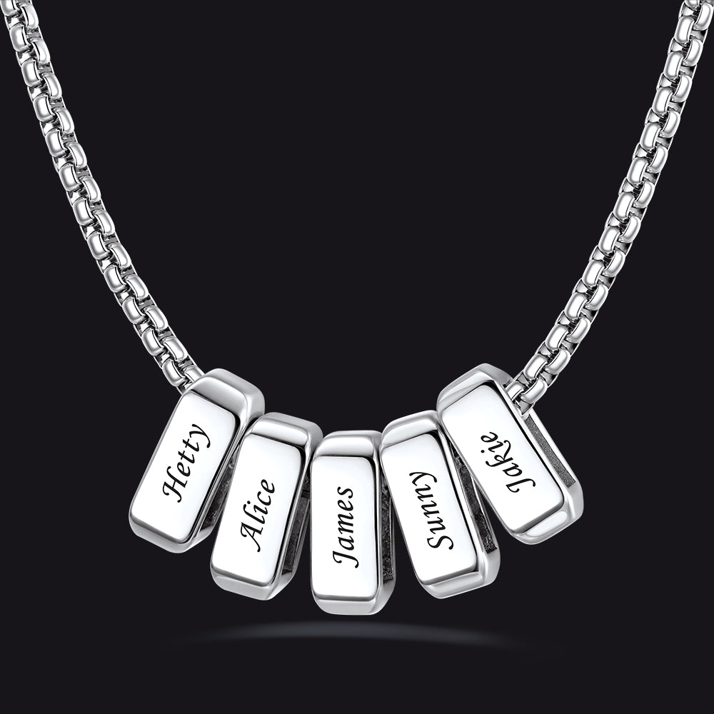 Customized Multi Name Necklace with Box Chain/ Wheat Chain for Men