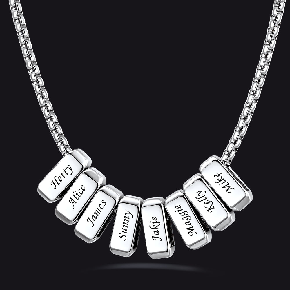 Customized Multi Name Necklace with Box Chain/ Wheat Chain for Men