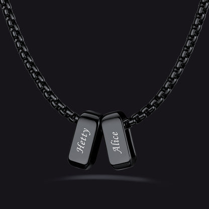 Customized Multi Name Necklace with Box Chain/ Wheat Chain for Men