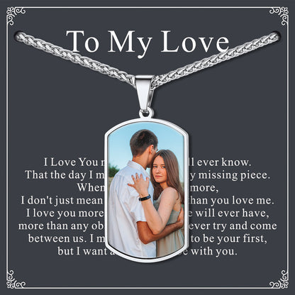 Custom Photo Dog Tag Necklace with Picture For Men Women