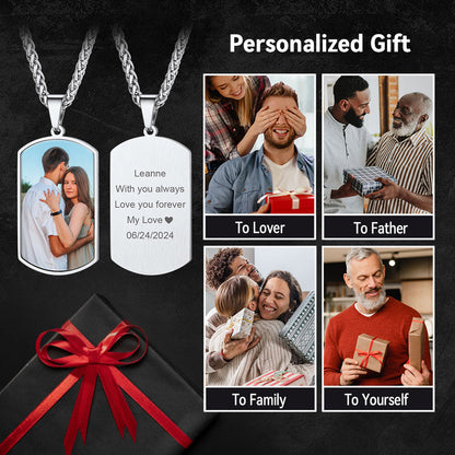 Custom Photo Dog Tag Necklace with Picture For Men Women