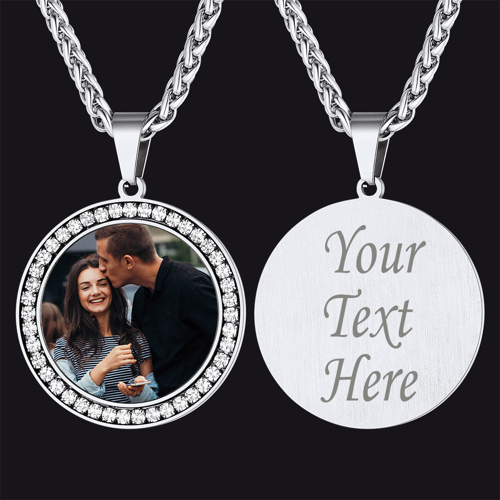 FaithHeart CZ Memorial Picture Necklace Customized Photo Pendant FaithHeart