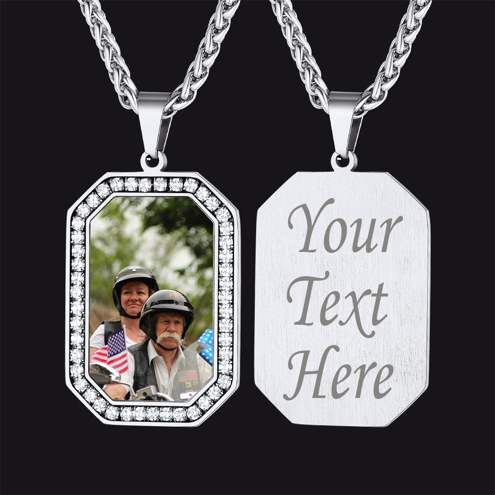 Customized Engraved Picture Dog Tag Necklace Memorial Gift