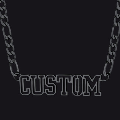 Black nameplate chain necklace for women