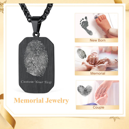 Customized Hexagon Photo Fingerprint Necklace for Men FaithHeart Jewelry