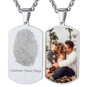 Custom Photo Fingerprint Necklace for Men Women