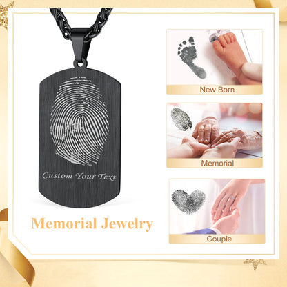 Customized Dog Tag Photo Fingerprint Necklace FaithHeart Jewelry