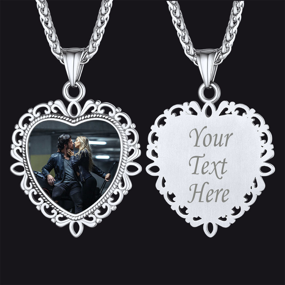 Personalized Vintage Heart Picture Necklace