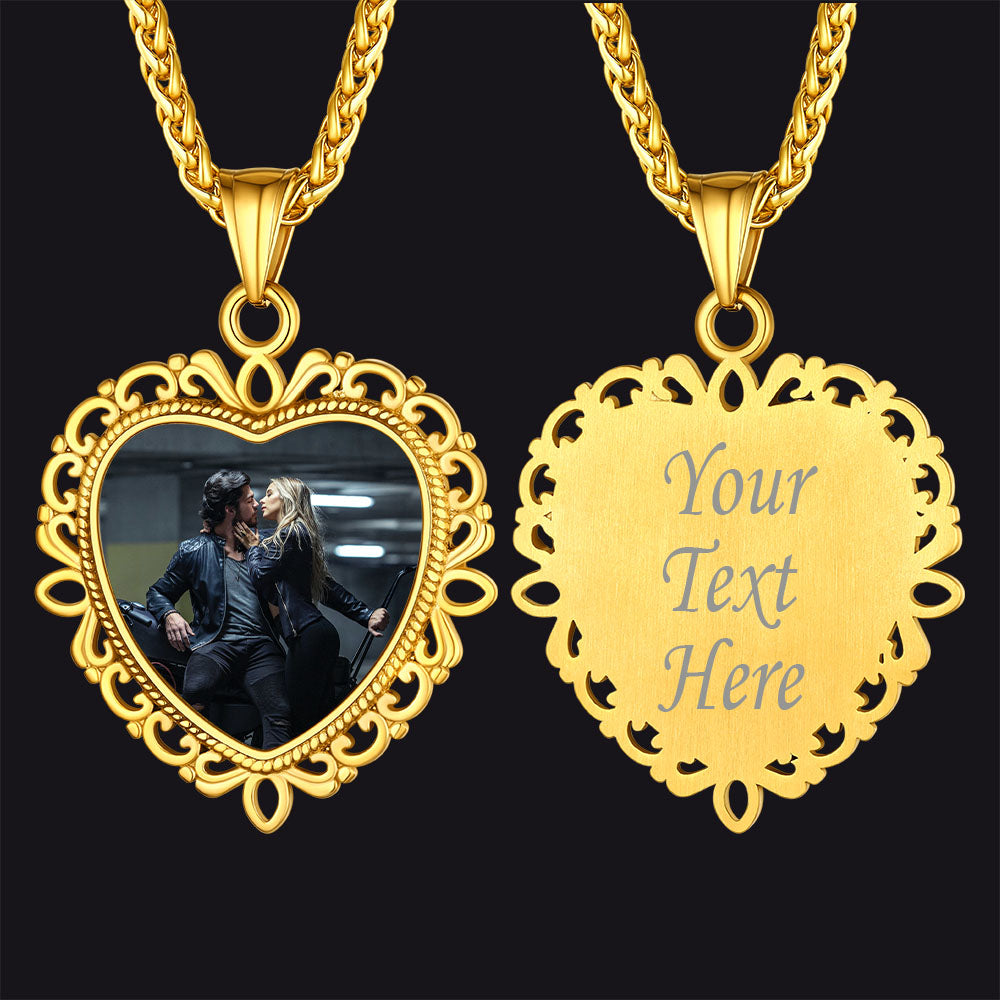 FaithHeart Custom Vintage Heart Picture Necklace Photo Pendant FaithHeart