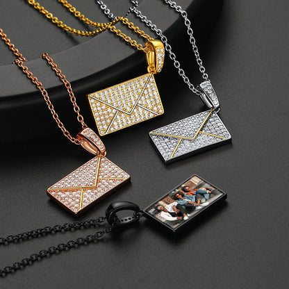 Persoanlised Picture Envelop Love Letter Necklace with CZ Gifts for Women