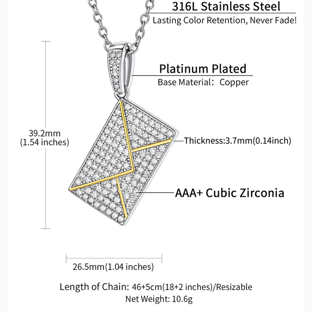 Persoanlised Picture Envelop Love Letter Necklace with CZ Gifts for Women