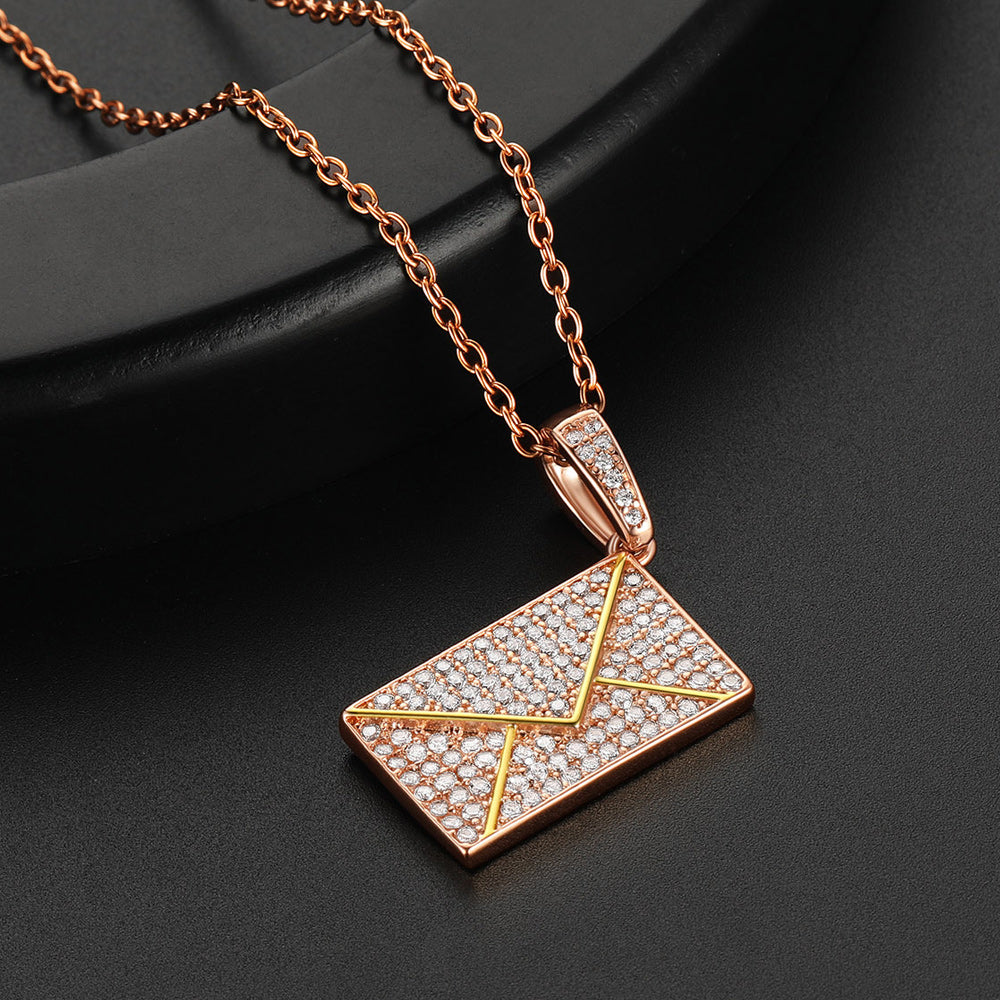 Persoanlised Picture Envelop Love Letter Necklace with CZ Gifts for Women