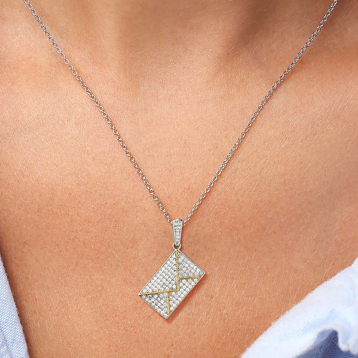 Persoanlised Picture Envelop Love Letter Necklace with CZ Gifts for Women