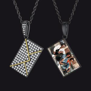 Black Persoanlised Picture Envelop Love Letter Necklace with CZ Gifts for Women