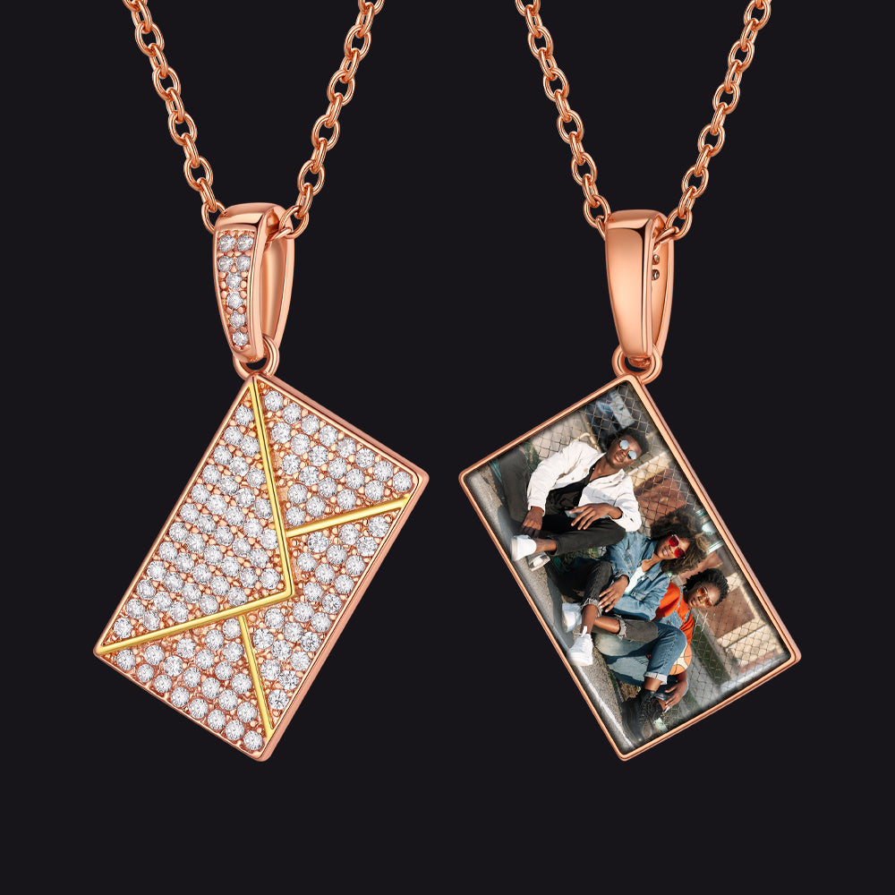 Persoanlised Picture Envelop Love Letter Necklace with CZ Gifts for Women