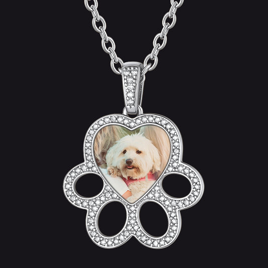 Personalized Picture Dog Paw Necklace with CZimg