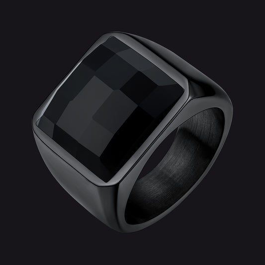Custom Gemstone Signet Band Ring for Menimg