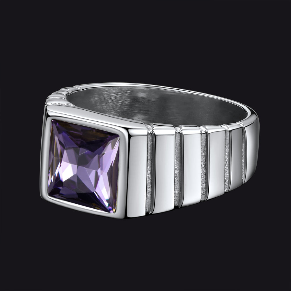 FaithHeart Birthstone Band Ring Gemstone Ring for Men FaithHeart