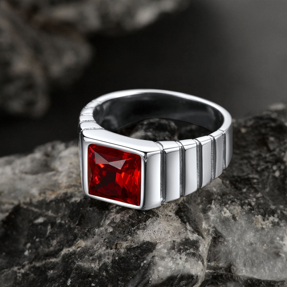 FaithHeart Birthstone Band Ring Gemstone Ring for Men FaithHeart