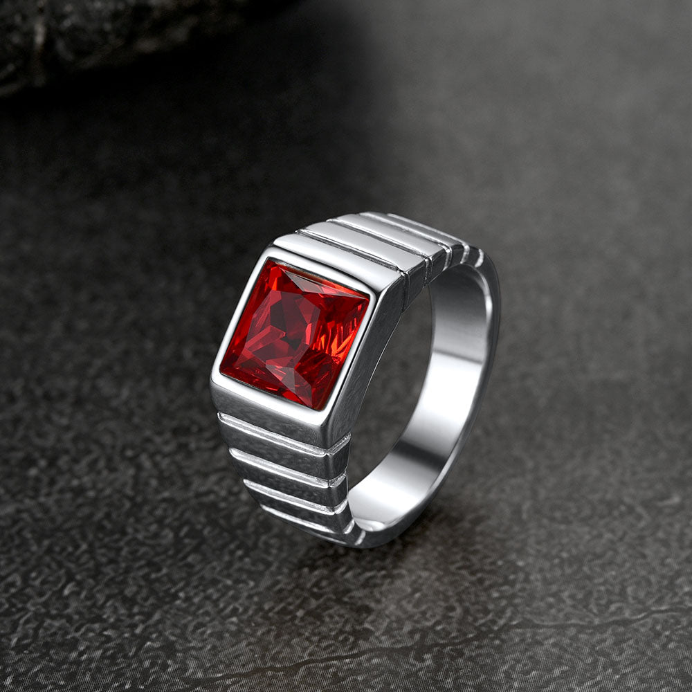 FaithHeart Birthstone Band Ring Gemstone Ring for Men FaithHeart