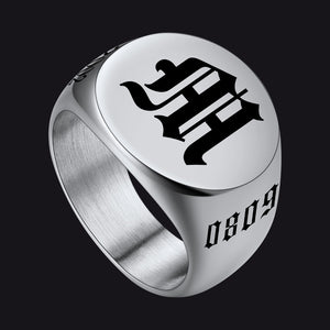Custom Engraved Name Signet Ring for Men