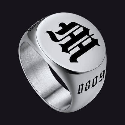 Custom Engraved Name Signet Ring for Men