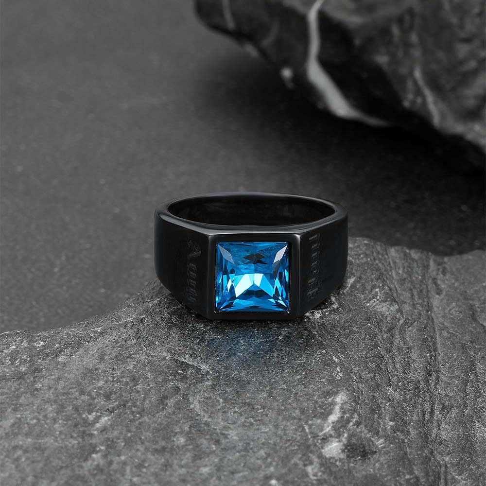 Custom Signet Ring with Blue Topaz For Men