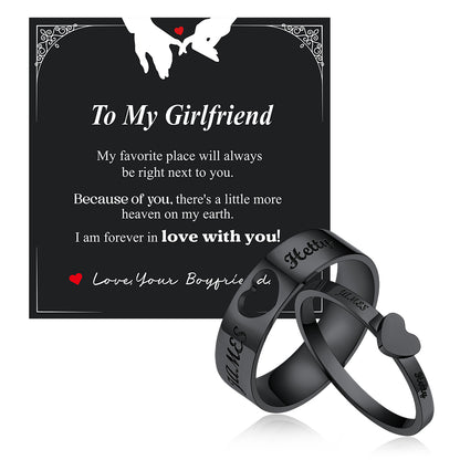 Personalized His and Hers Matching Promise Rings for Couple with gift card