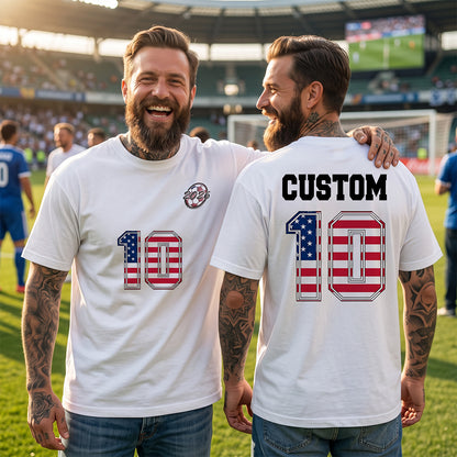 White World Cup 2026 Custom National Flag Jersey Number Soccer T-Shirt for Men Sports Fan