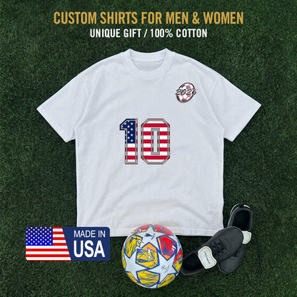 World Cup 2026 Custom National Flag Jersey Number Soccer T-Shirt for Men Sports Fan, UNIQUE GIFT / 100% COTTON