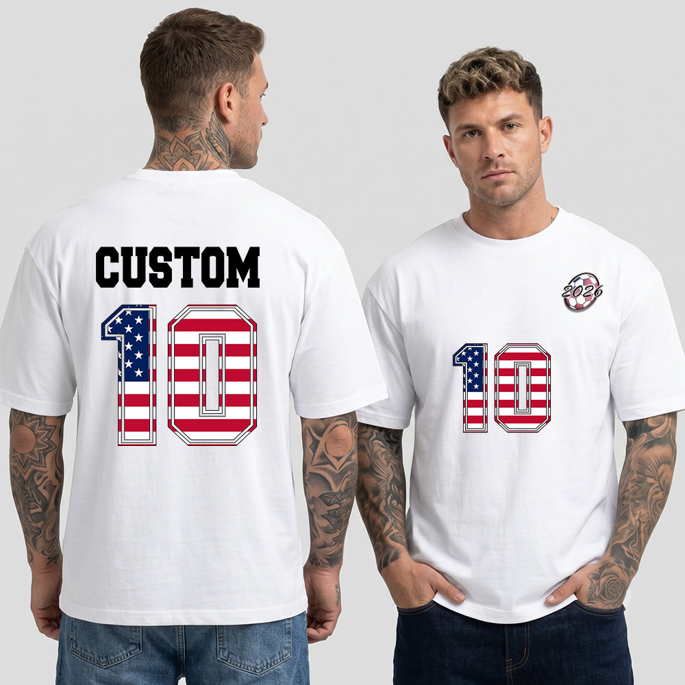 World Cup 2026 Custom National Flag Jersey Number Soccer T-Shirt for Men Sports Fan