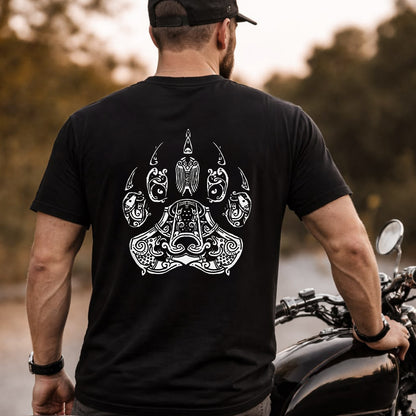 Viking Bear Paw T-Shirt Norse Mythology Graphic Tee for Men Boyfriend Gift