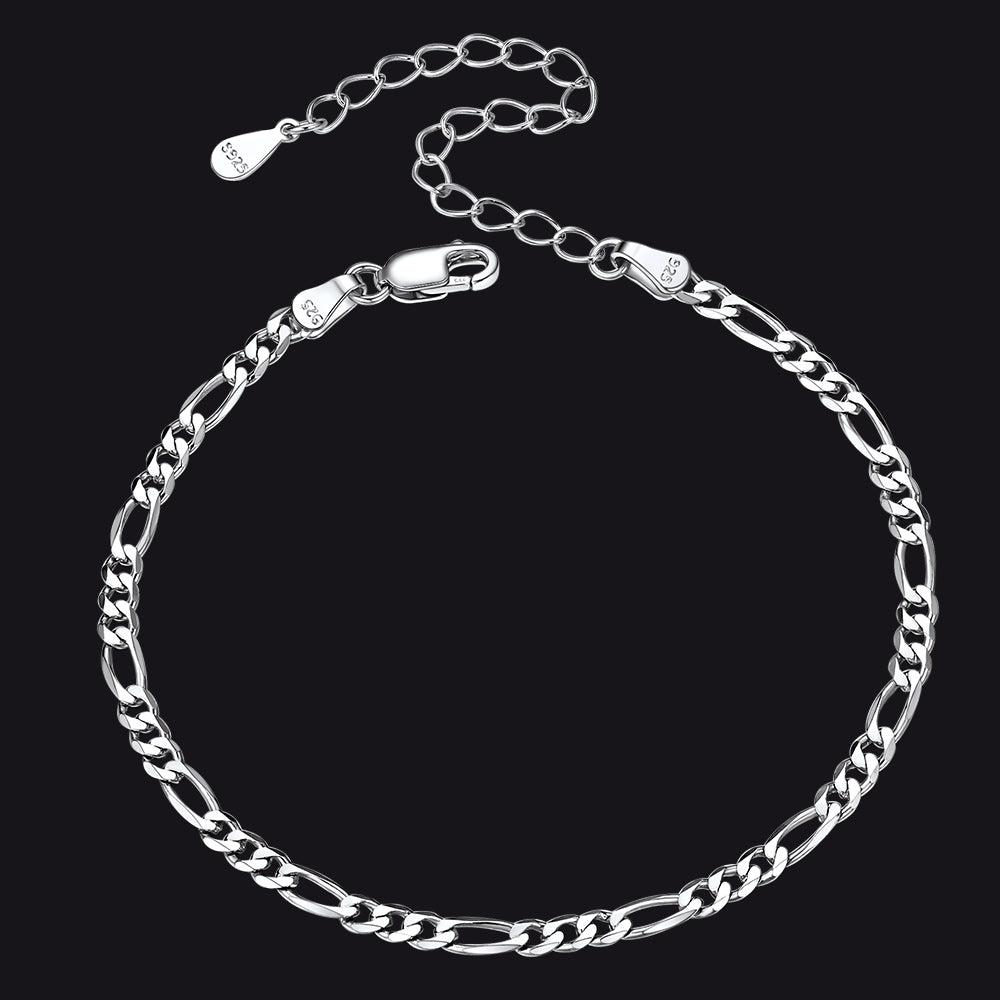 S925 silver Figaro chain bracelet for men