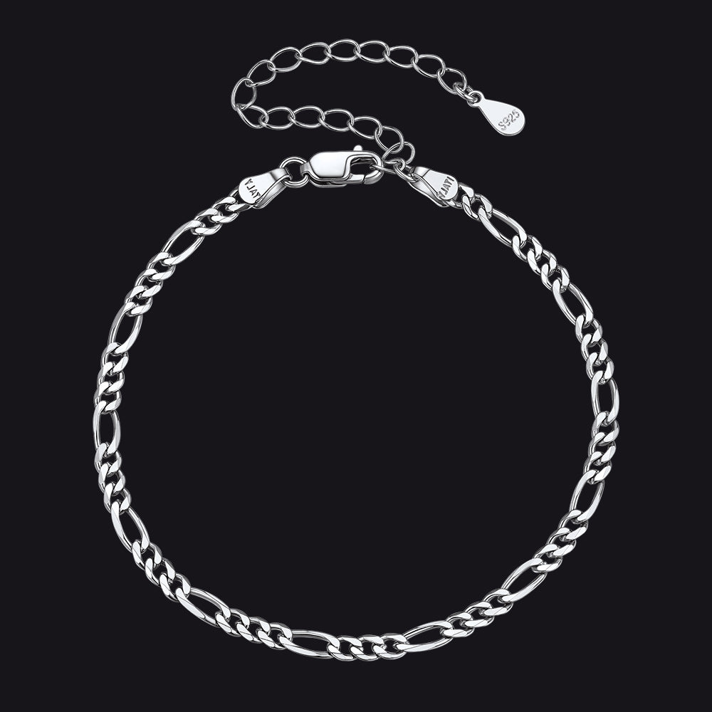 S925 silver Figaro chain bracelet for men