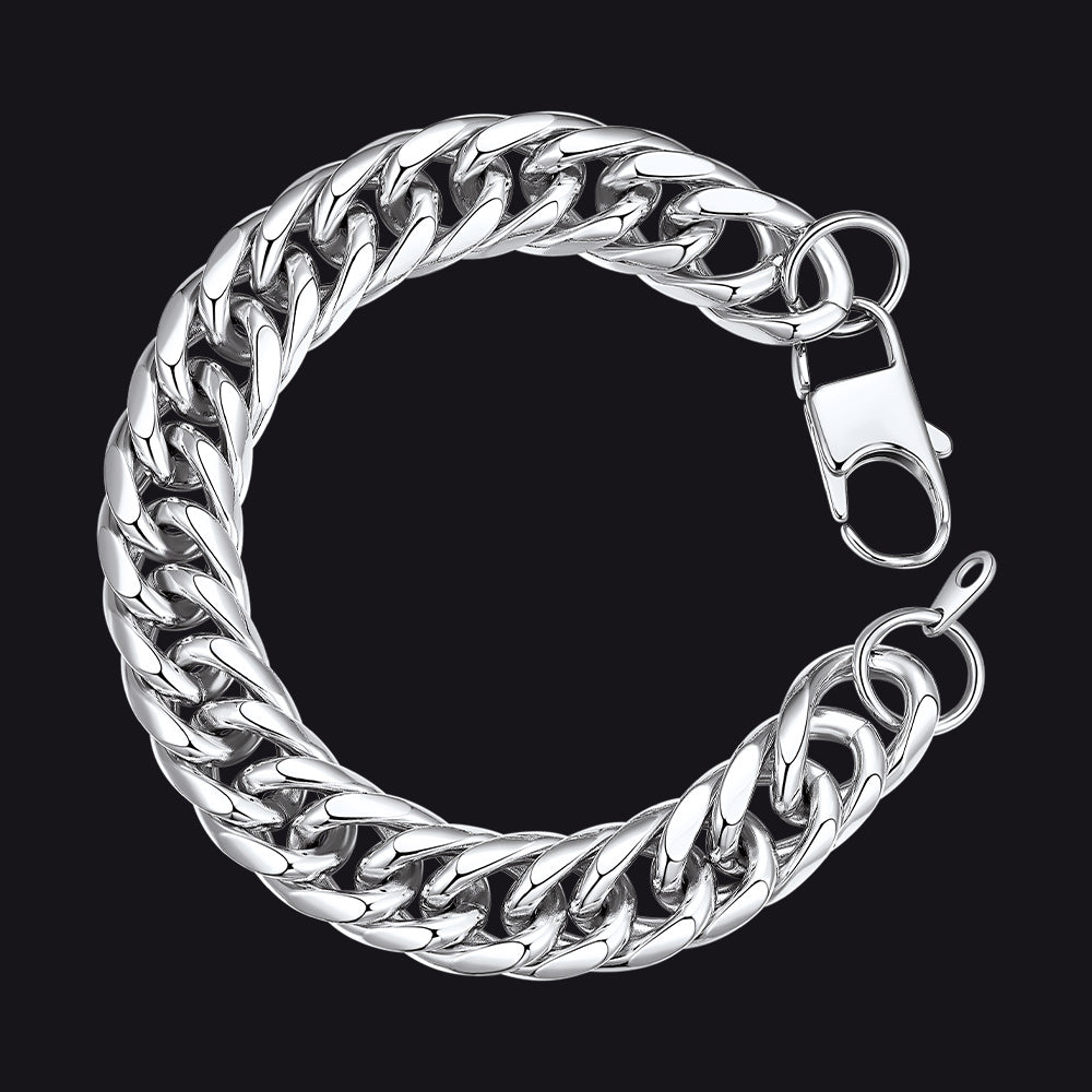 13MM Cuban Chain Link Bracelet Men's Stainless Steel