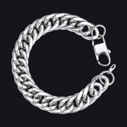 13MM Cuban Chain Link Bracelet Men's Stainless Steel