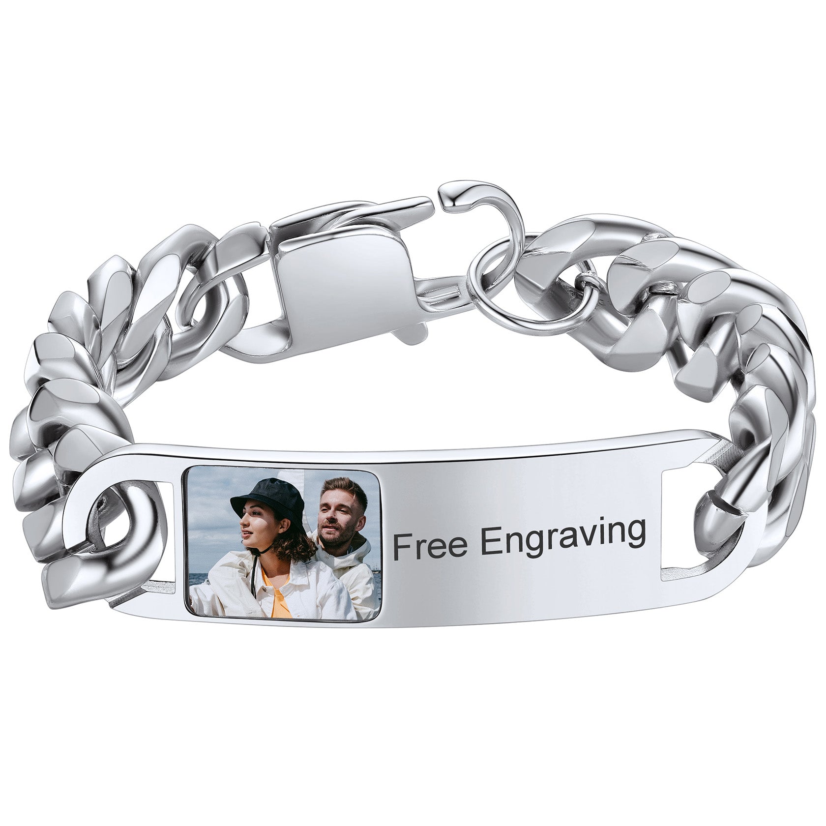 Personalized Photo ID Cuban Bracelet for Men FaithHeart