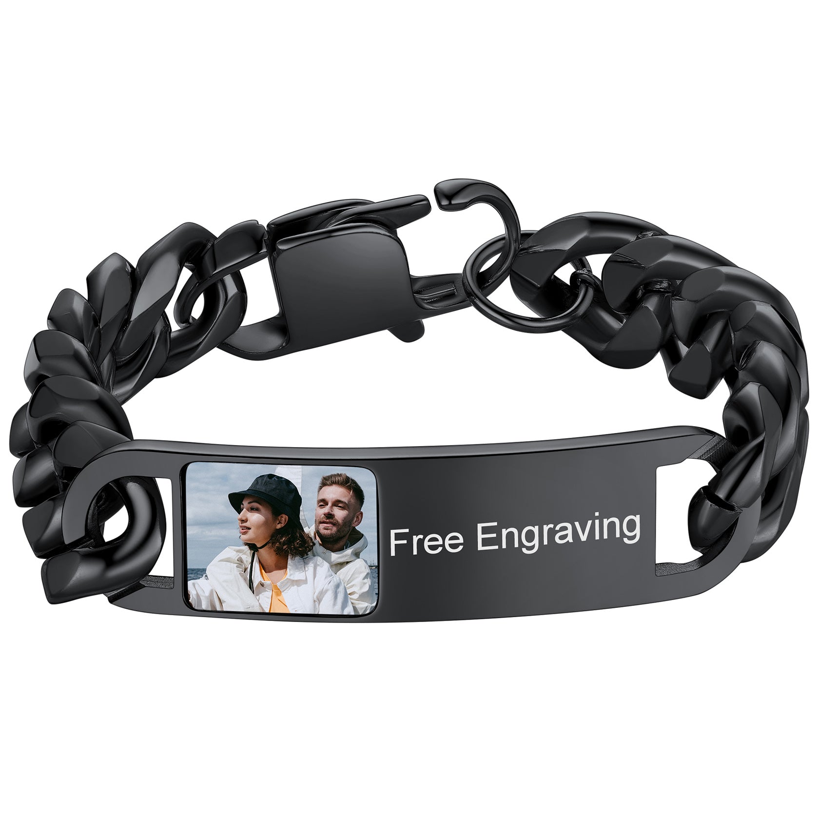 Personalized Photo ID Cuban Bracelet for Men FaithHeart