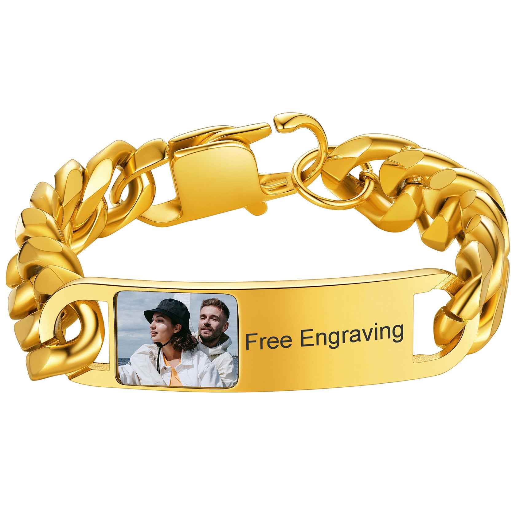 Personalized Photo ID Cuban Bracelet for Men FaithHeart