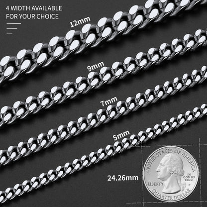 Miami Cuban Link Chain Necklaces 5/7/9/12 MM Chain for Men