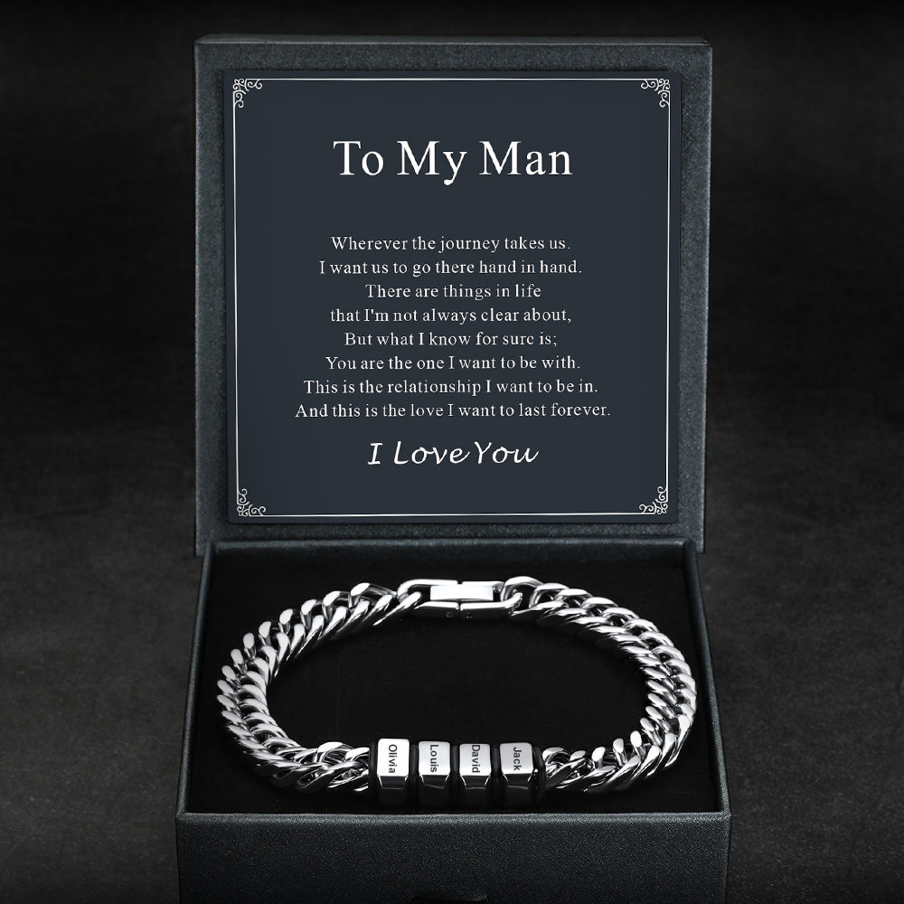 Customized Engraved Multiple Name Cuban Link Chain Braceletimg
