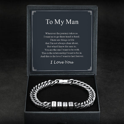 Customized Engraved Multiple Name Cuban Link Chain Bracelet