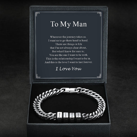 Customized Engraved Multiple Name Cuban Link Chain Braceletimg