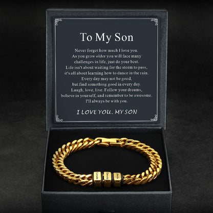 Customized Engraved Multiple Name Cuban Link Chain Bracelet