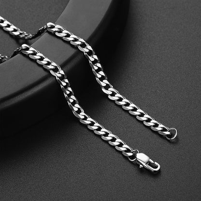 4mm chunky Cuban link curb chain set for men in silver finish