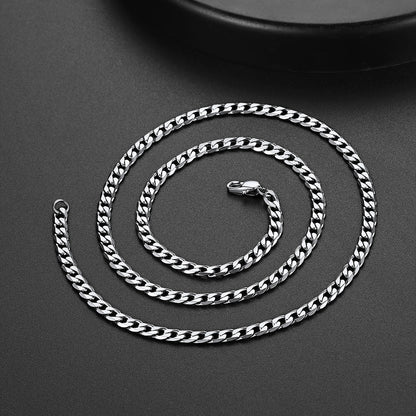 4mm Cuban link curb chain necklace close-up for men