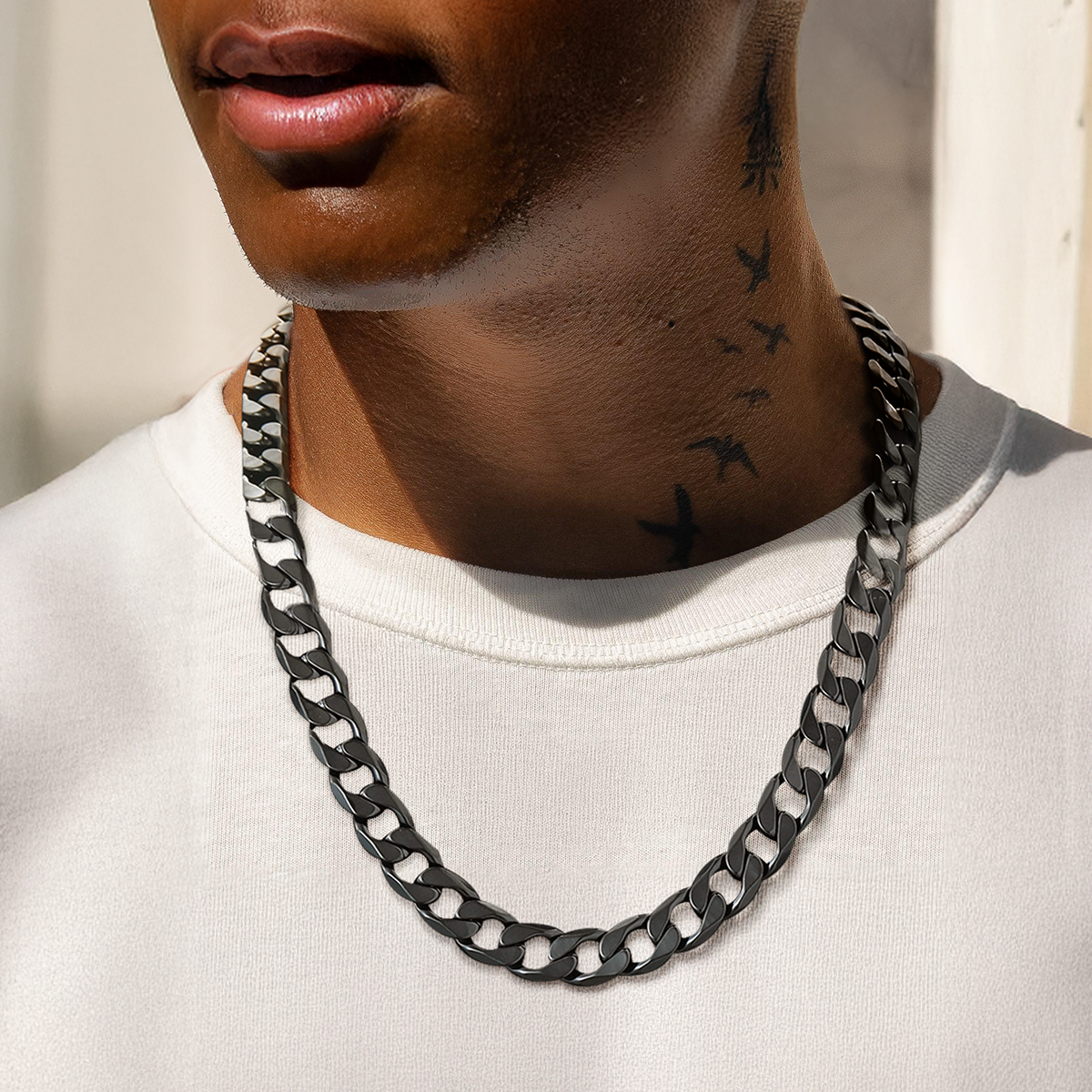 Cuban Link Curb Chain Stainless Steel Necklace for Men Women